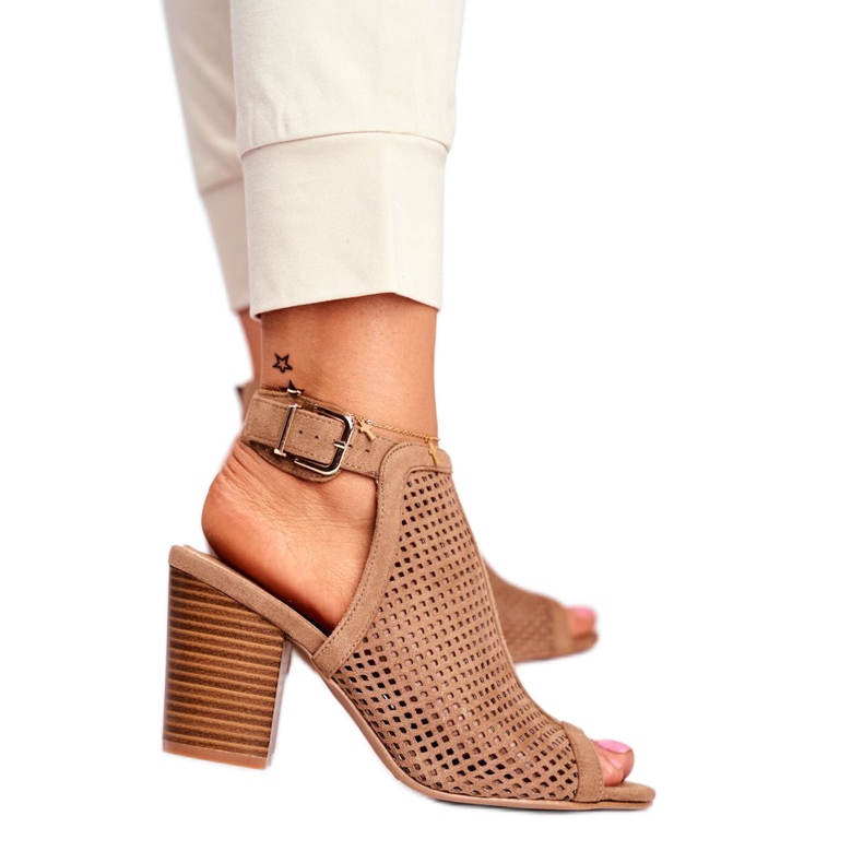 Bellucci Naisten avoimet saappaat Peep Toe Beige Paradise 3