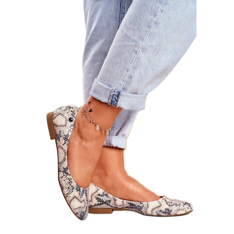 Sergio Leone BL611 eläinkuvioiset ballerinat ruskea harmaa 1