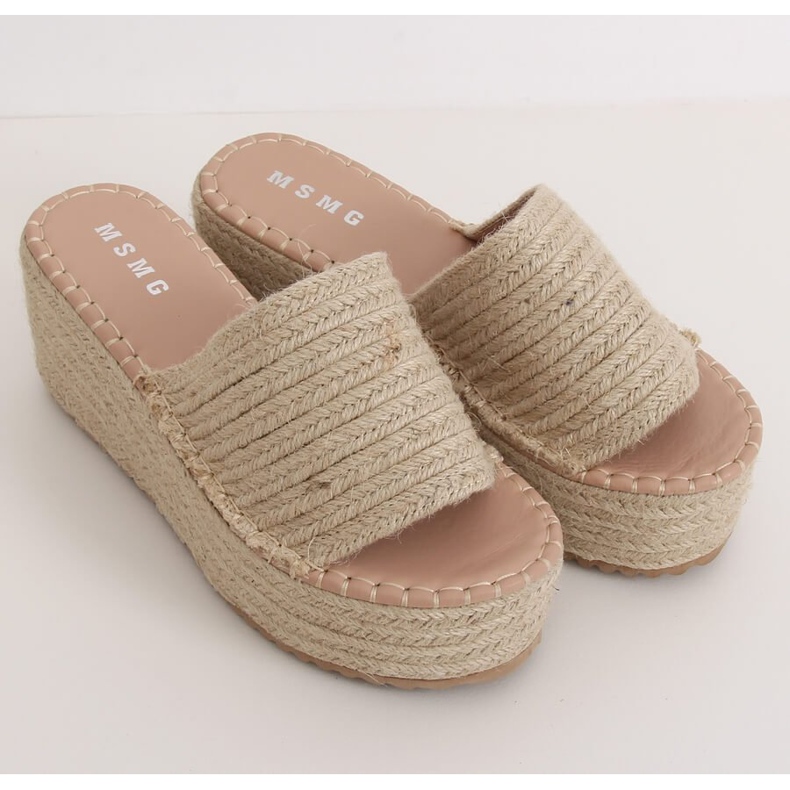 Beige espadrilliset kiilatossut LL909 Beige 1