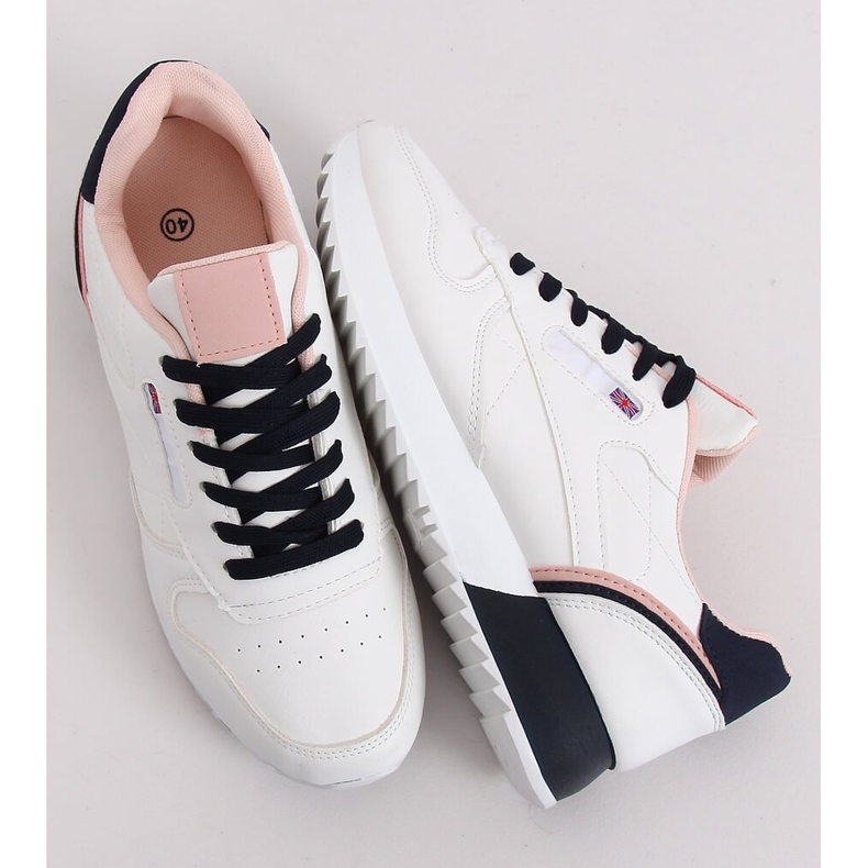 Valkoiset naisten urheilukengät BK938 WHITE / NAVY valkoinen laivastonsininen 1