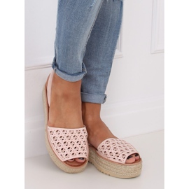Sandaalit, espadrillot, vaaleanpunainen openwork WH931 Pinkki 1
