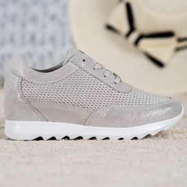 VINCEZA kiiltävät nahkaiset lenkkarit harmaa 2