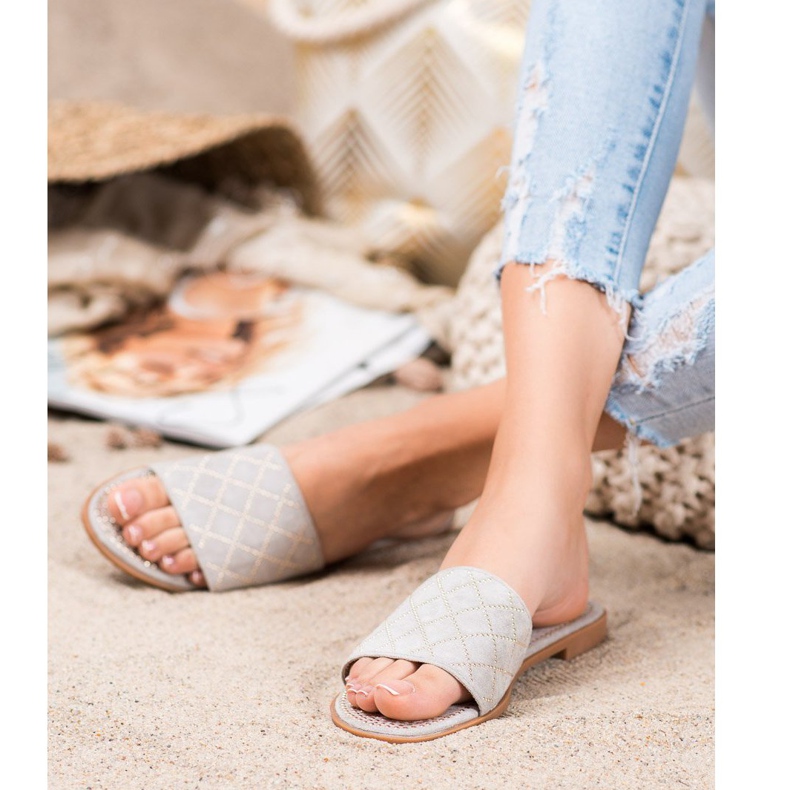 SHELOVET Tyylikkäät mokkanahkatossut harmaa 1