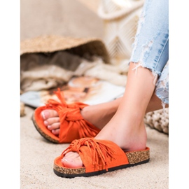 Bestelle Mokkanahkaiset tossut, joissa on hapsut oranssi 1