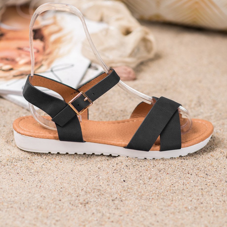 SHELOVET Mukavat tekstiilisandaalit musta 2