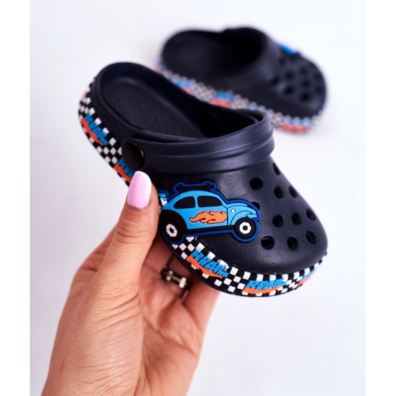 Giolan Lasten tohvelit Vaahto Crocs Navy Blue Road Racing laivastonsininen sininen oranssi 1