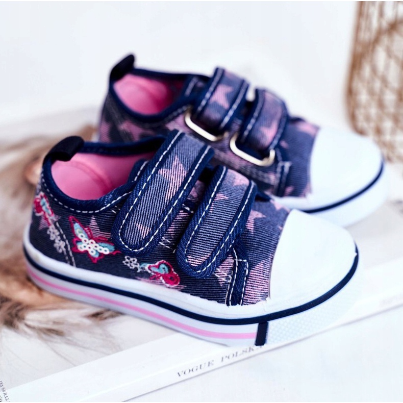 Le Scarpe Lasten lenkkarit Navy Blue Junalo Velcro tummansininen vaaleanpunainen 1