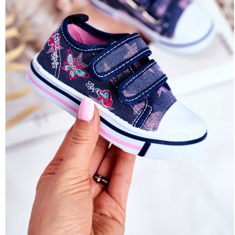 Le Scarpe Lasten lenkkarit Navy Blue Junalo Velcro laivastonsininen vaaleanpunainen 2