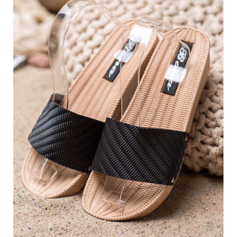 Bona Tyylikkäät kiilatossut musta 2