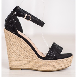 SHELOVET Kiila sandaalit kristalleilla musta 2