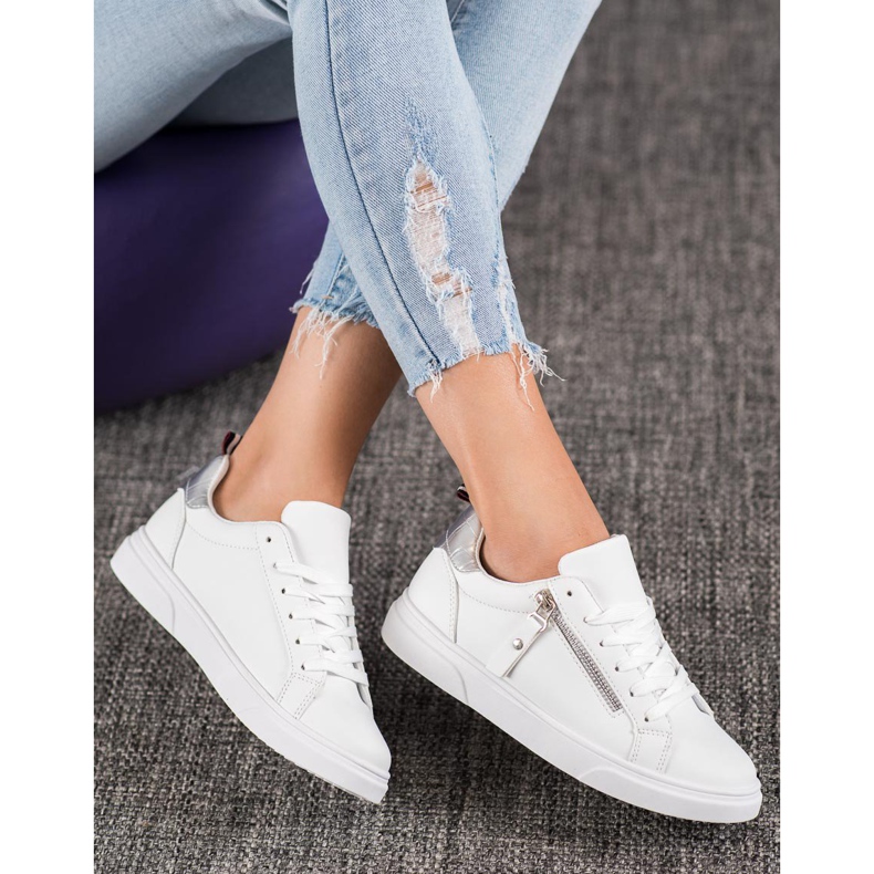 SHELOVET Urheilukengät koristeellisella vetoketjulla valkoinen 2