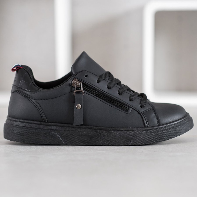 SHELOVET Urheilukengät koristeellisella vetoketjulla musta 2