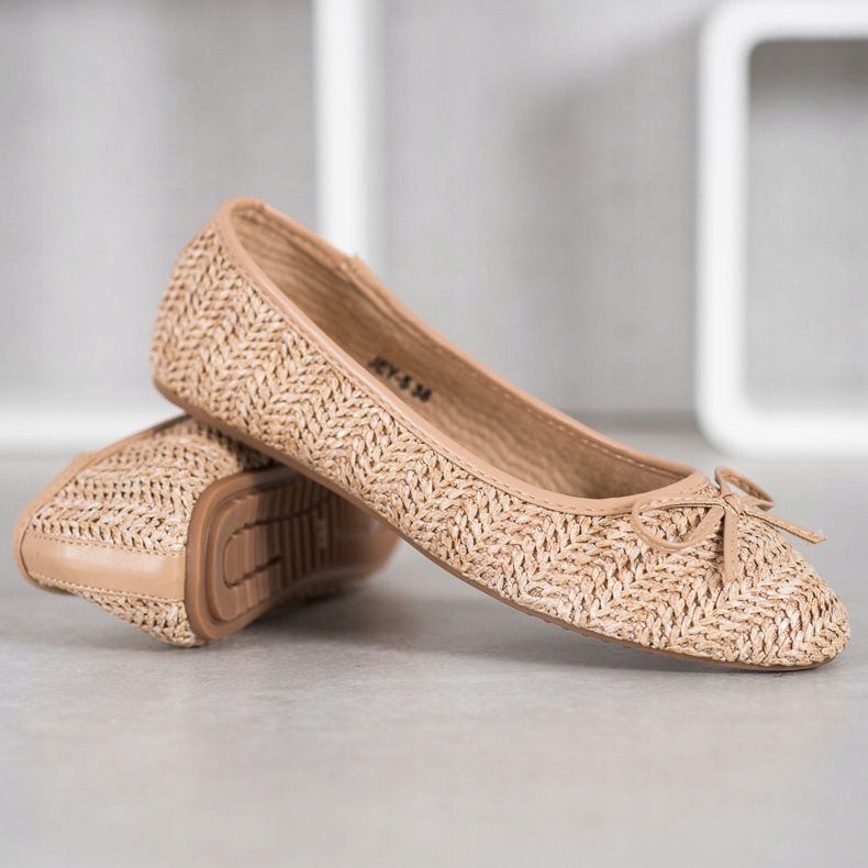 SHELOVET Punottu ballerina jousella beige 1