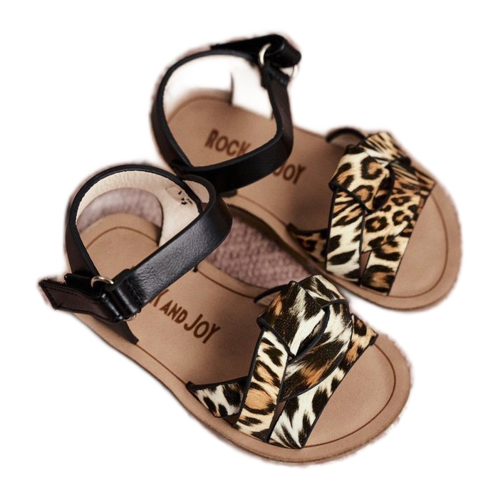 FRROCK Lasten sandaalit Velcro Panterka Mimin kanssa ruskea musta oranssi 3