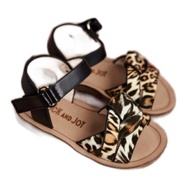 FRROCK Lasten sandaalit Velcro Panterka Mimin kanssa ruskea musta oranssi 2