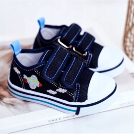 PL1 Navy Blue Nimalo Lasten lenkkarit tarranauhalla tummansininen 2