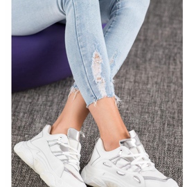 SHELOVET Valkoiset nahkaiset lenkkarit valkoinen harmaa 1