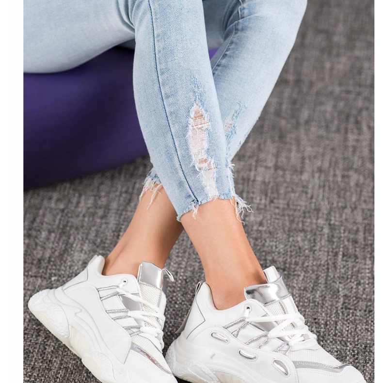 SHELOVET Valkoiset nahkaiset lenkkarit valkoinen harmaa 1