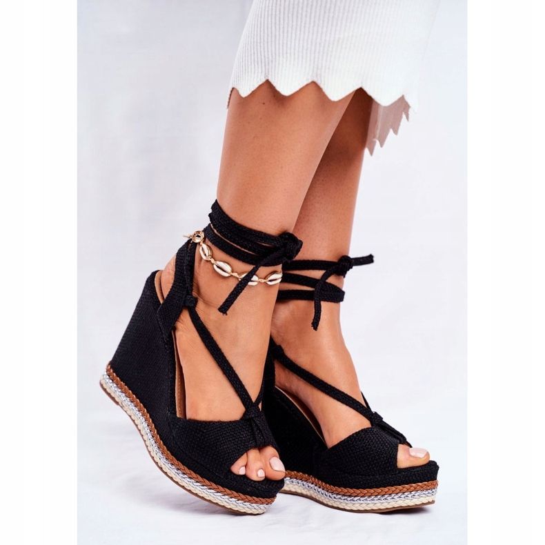 PS1 Naisten Sandaalit On Wedge Tie Black Sydney musta 1