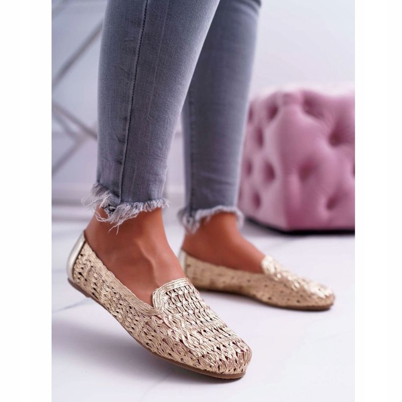 Naisten ballerinat Lu Boo Braided Golden 4Ever kultainen 1