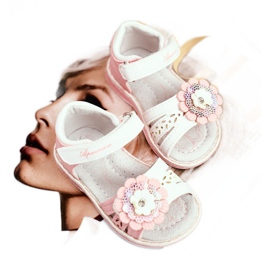 Apawwa Lasten sandaalit Velcro Flower Pink Minolla valkoinen vaaleanpunainen 1