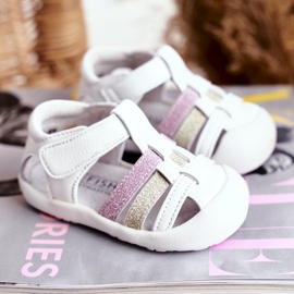 Apawwa Lasten sandaalit tarranauhalla, valkoinen Ontario vaaleanpunainen kultainen 1