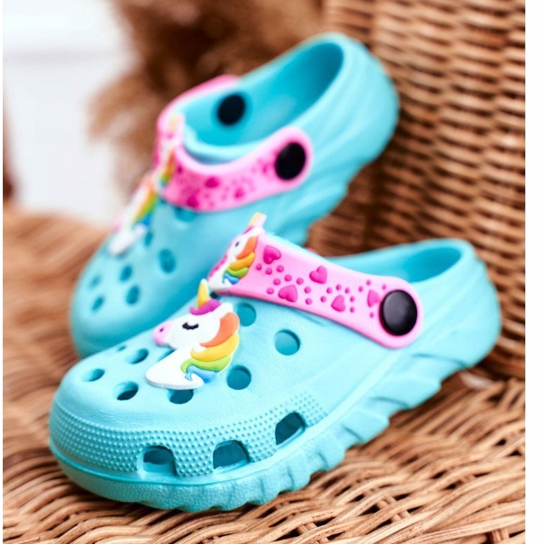 Bona Lasten tohvelit Vaahto Crocs Blue Unicorn Lily violetti sininen 1