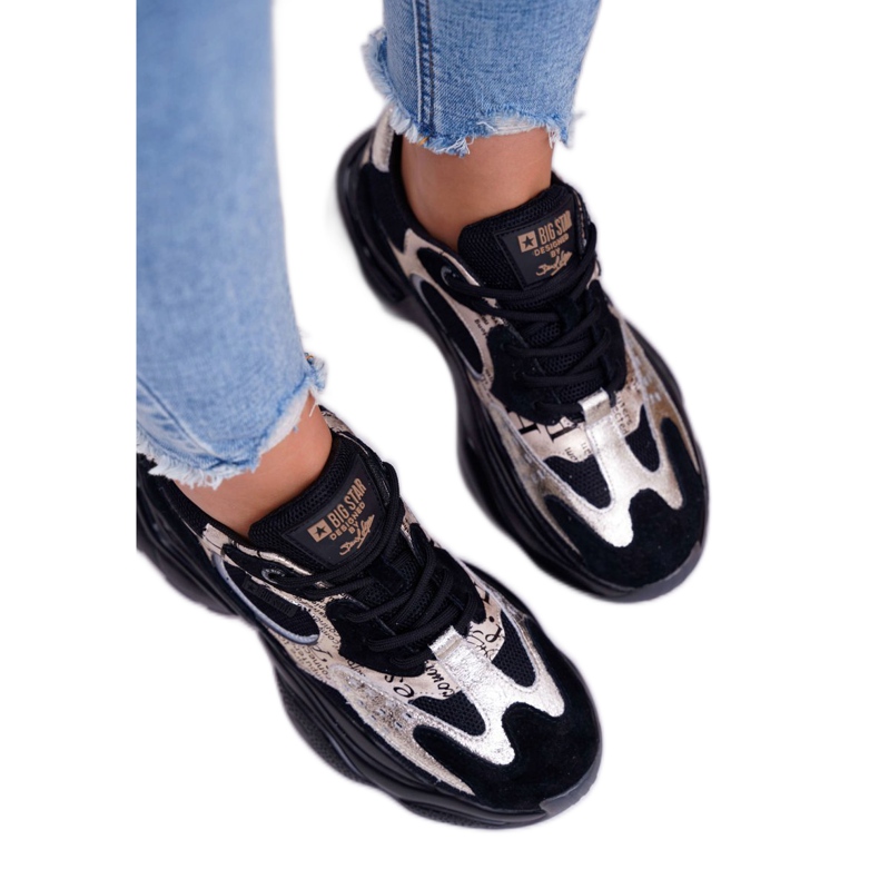 Naisten urheilukengät Big Star, Daniel Lopez, musta ja kulta FF274A524 keltainen 2