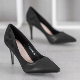 SHELOVET Tyylikkäät mustat korkokengät 1