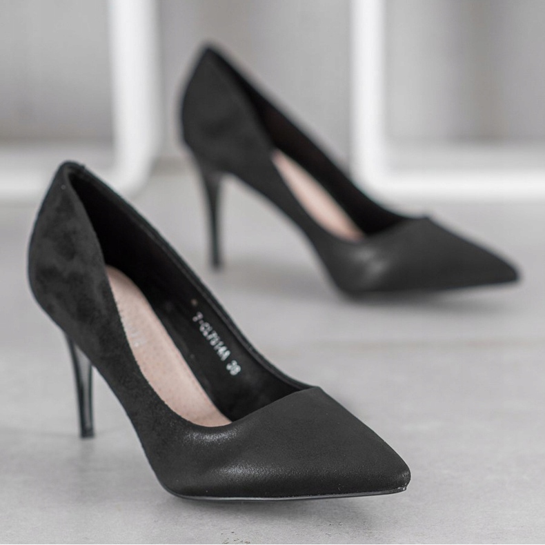 SHELOVET Tyylikkäät mustat korkokengät 1