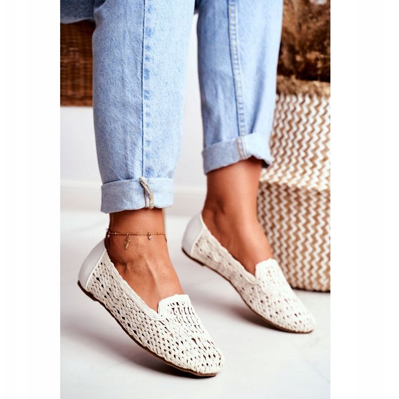 Naisten ballerinat Lu Boo punottu valkoinen 4Ever 1