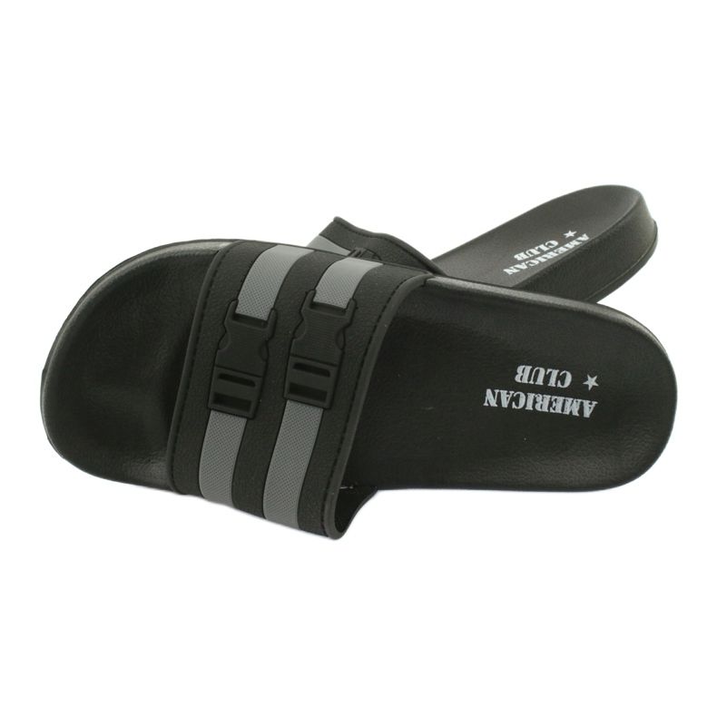 American Club Amerikkalaiset NH16-raidalliset uima-altaan tohvelit musta harmaa 2