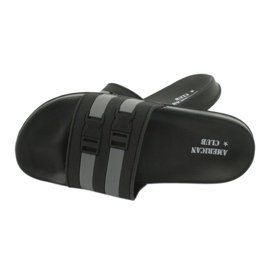 American Club Amerikkalaiset NH15 miesten kaksiraitaiset uima-altaan tohvelit musta harmaa 3