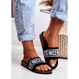 EVE Naisten mustat tohvelit korkissa BeNice -tekojalokivillä 2