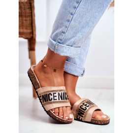 EVento Naisten BeNice Beige -varvassandaalit korkista tekojalokivillä 1