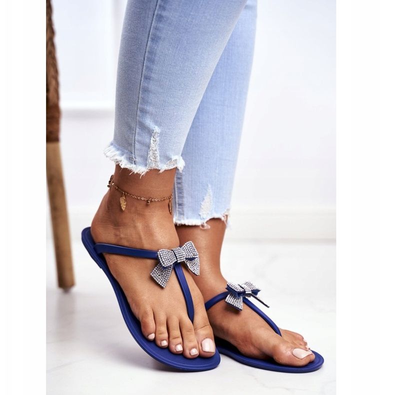 LU BOO Naisten kumitossut Navy Blue Flip-flops Bows Georgia laivastonsininen 1