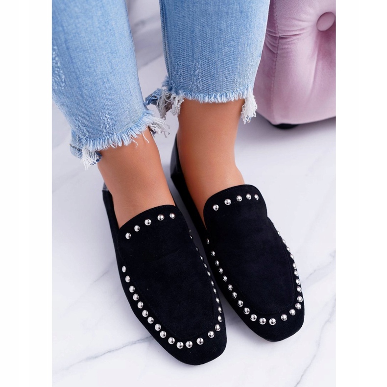 Lu Boo Naisten Black Lords Ballerinat Planta -tekojalokivillä musta 2