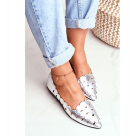 Lu Boo Naisten ballerinat Silver Metallic Dianna harmaa 2