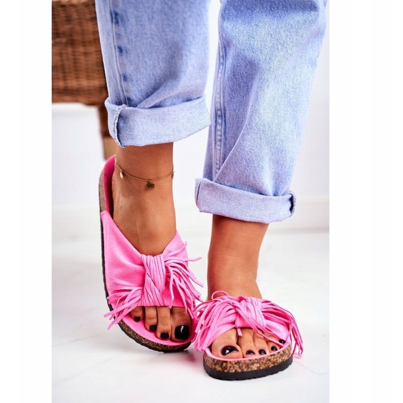 BUGO Naisten vaaleanpunaiset Fluo -varvastossut Cork Fringe -venesatamassa vaaleanpunainen 2