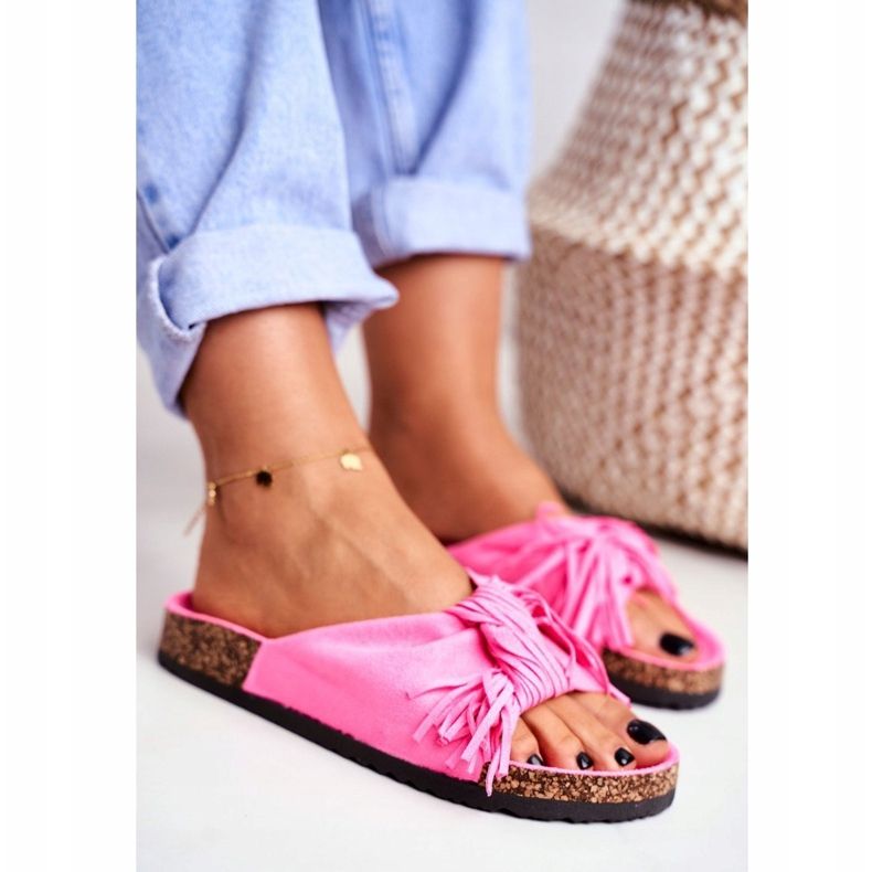 BUGO Naisten vaaleanpunaiset Fluo -varvastossut Cork Fringe -venesatamassa vaaleanpunainen 1