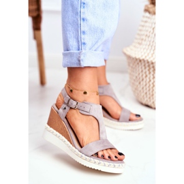 BUGO Naisten sandaalit Wedge Grey Rosa harmaa 2