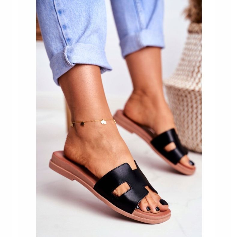 BUGO Naisten mustat geometriset klassiset Theodora -tossut 1