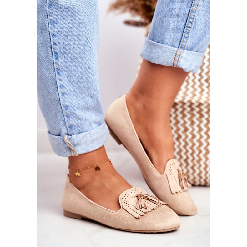 BUGO Naisten Loaferit Beige Lords Fringes Therese 1