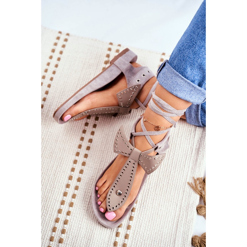 Lu Boo Naisten harmaat sidotut sandaalit Japanese Mara 3