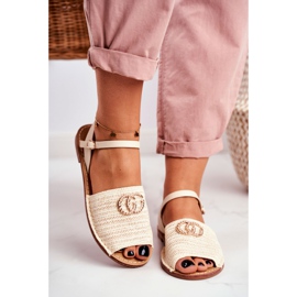 Beige naisten litteät sandaalit Lu Boo punottu Felicia 2