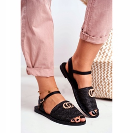 Mustat naisten litteät sandaalit Lu Boo punottu Felicia 2