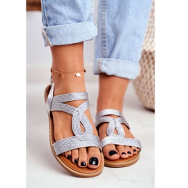 BUGO Naisten litteät hopeasandaalit Rachel harmaa 2