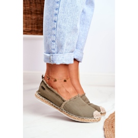 Naisten espadrillot punottu pohja Khaki Big Star DD274760 vihreä 2