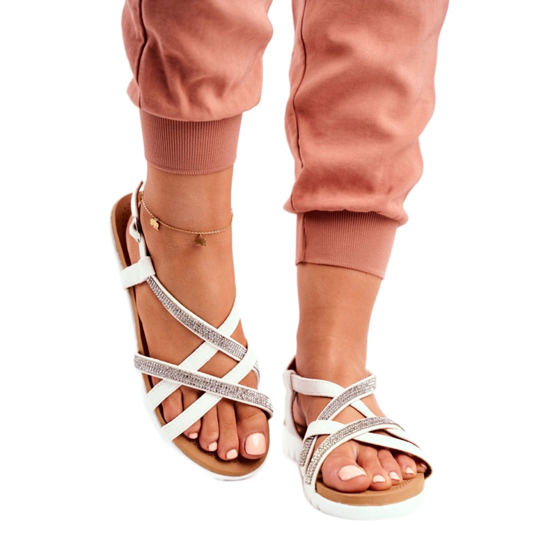 Naisten sandaalit Lu Boo jossa kuutiometriä zirkonia 406-6 White Feen valkoinen harmaa 3