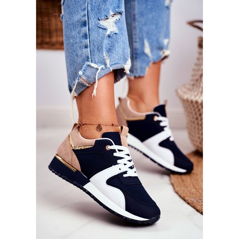 EVE Naisten urheilukengät Navy Blue Golden Clementine Elements valkoinen laivastonsininen kultainen 1